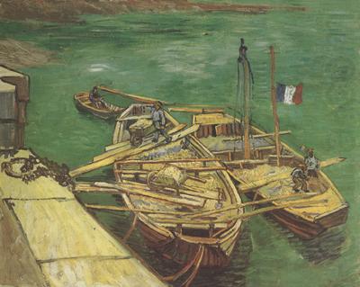 Vincent Van Gogh Quay with Men Unloading Sand Barges (nn04) china oil painting image